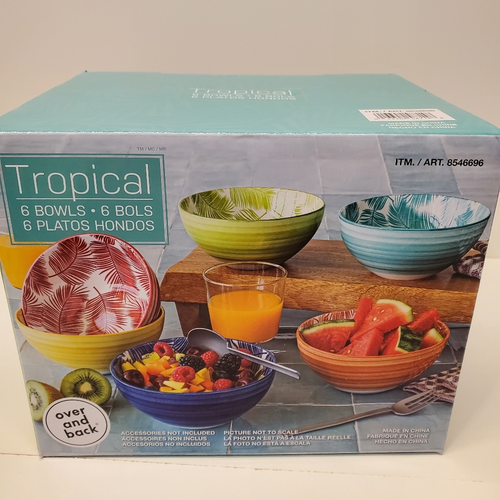 Over and back tropical stoneware 6 bowls